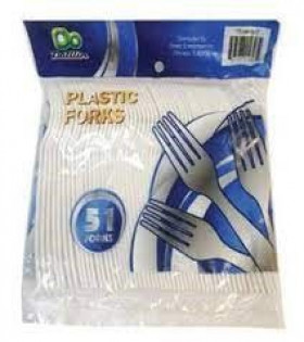DOWIN CUTLERY PLASTIC FORKS WHITE 51PC 24/CS-1607