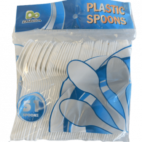 DOWIN CUTLERY PLASTIC SPOONS WHITE 51PC 24/CS-1606